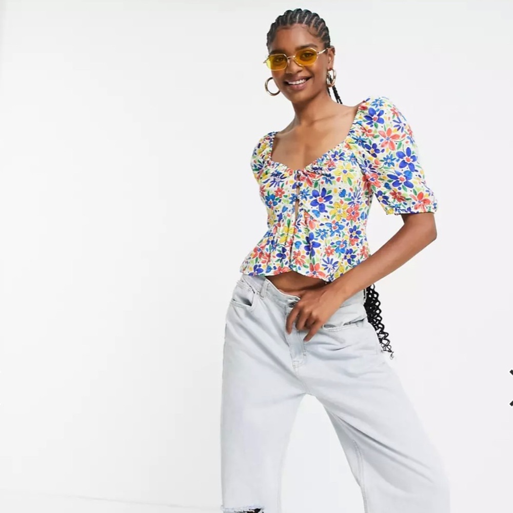 Topshop Tall Printed Floral Blouse, size 4